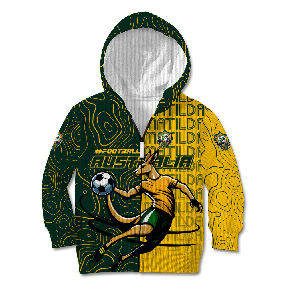 Personalised Matildas Mascot Kid Hoodie Australia Football Topographic