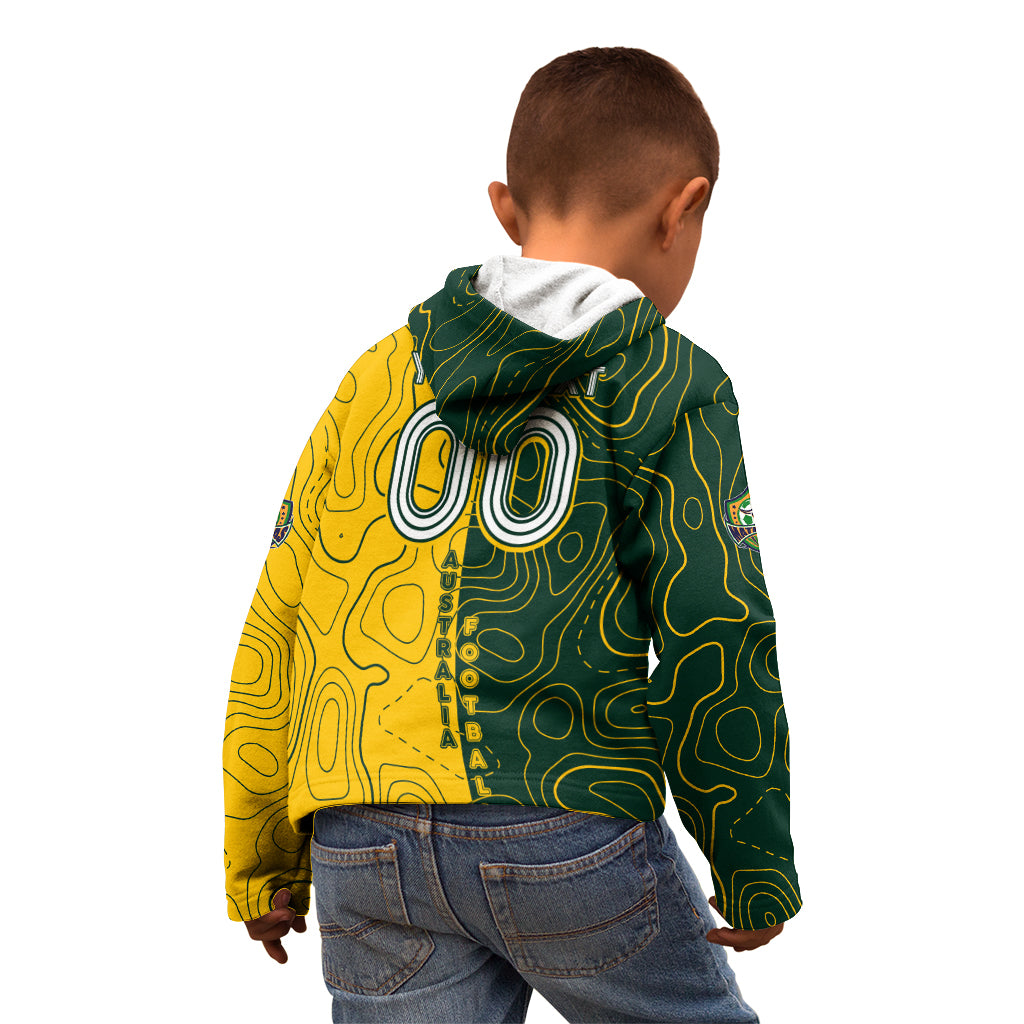 Personalised Matildas Mascot Kid Hoodie Australia Football Topographic