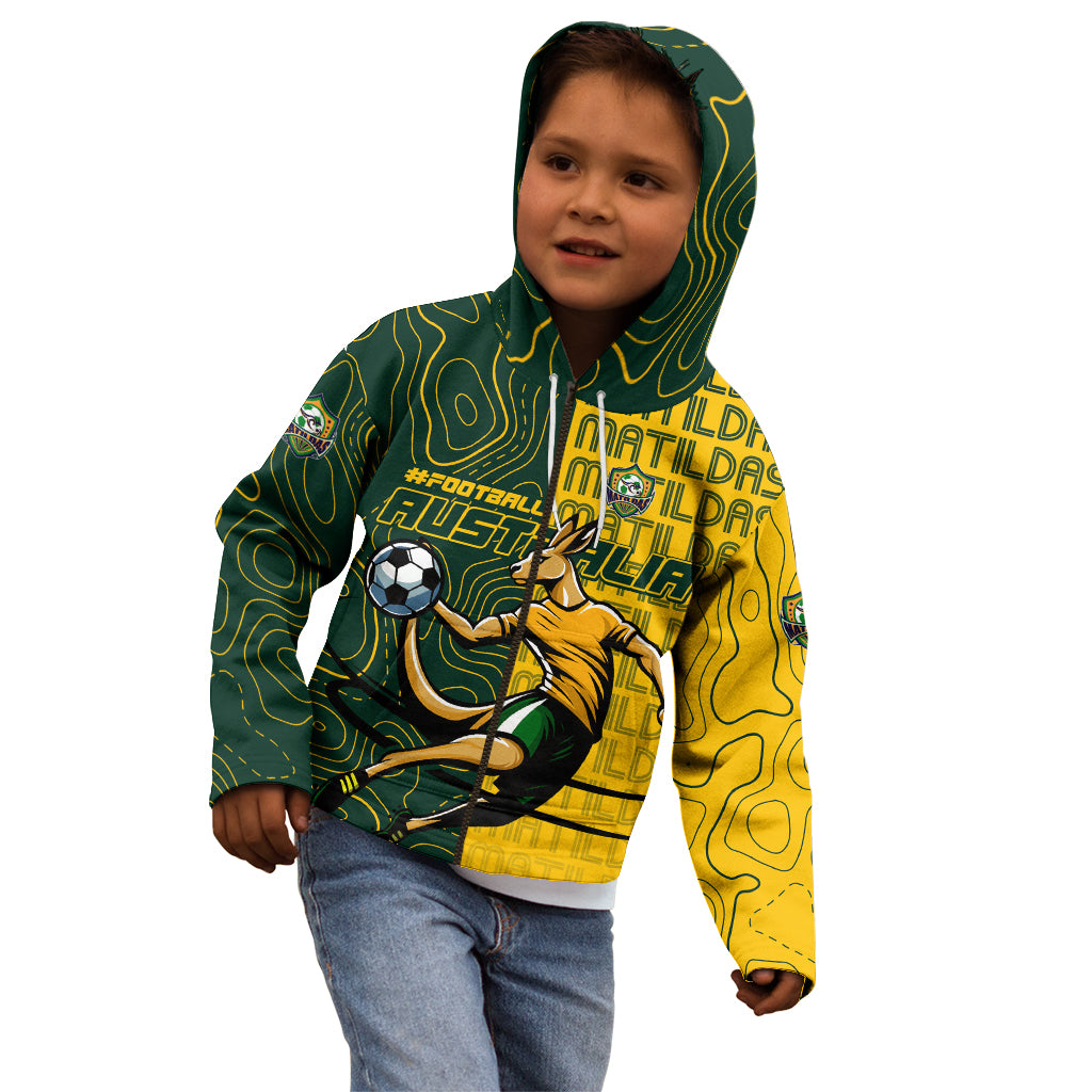 Personalised Matildas Mascot Kid Hoodie Australia Football Topographic