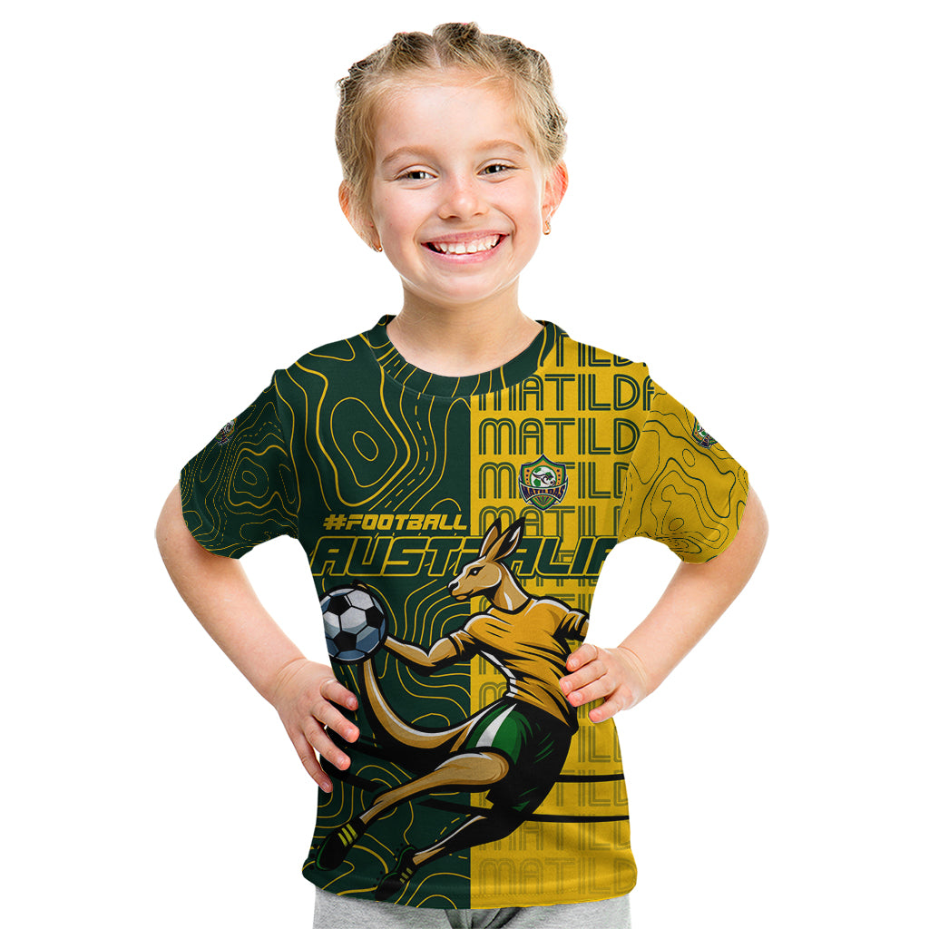 Personalised Matildas Mascot Kid T Shirt Australia Football Topographic