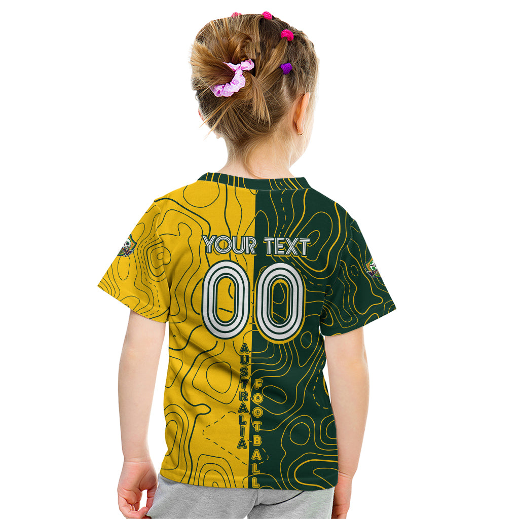 Personalised Matildas Mascot Kid T Shirt Australia Football Topographic