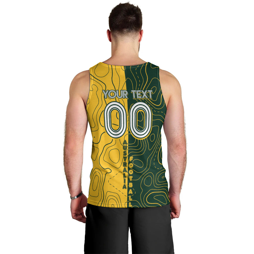 Personalised Matildas Mascot Men Tank Top Australia Football Topographic