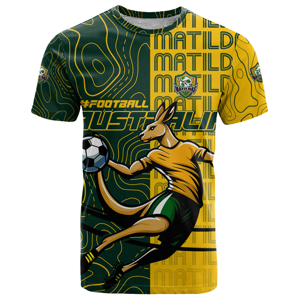 Personalised Matildas Mascot T Shirt Australia Football Topographic