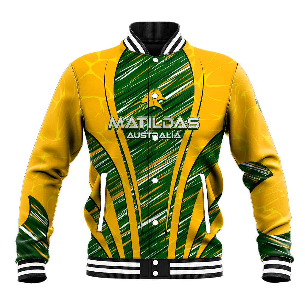 Personalised Australia Matildas Baseball Jacket Abstract Line