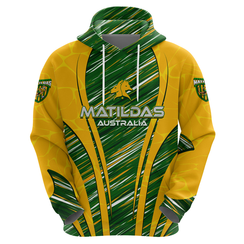 Personalised Australia Matildas Hoodie Abstract Line