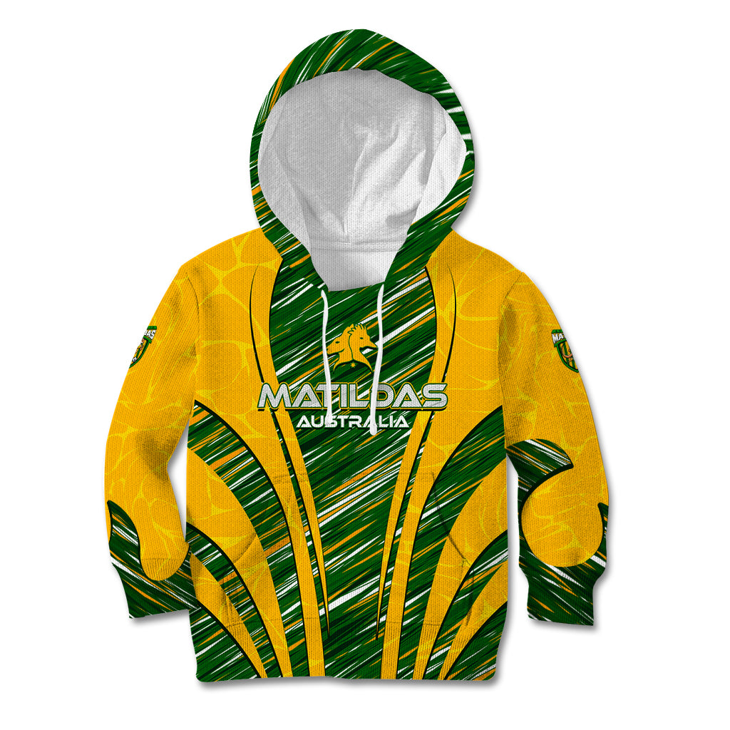 Personalised Australia Matildas Kid Hoodie Abstract Line