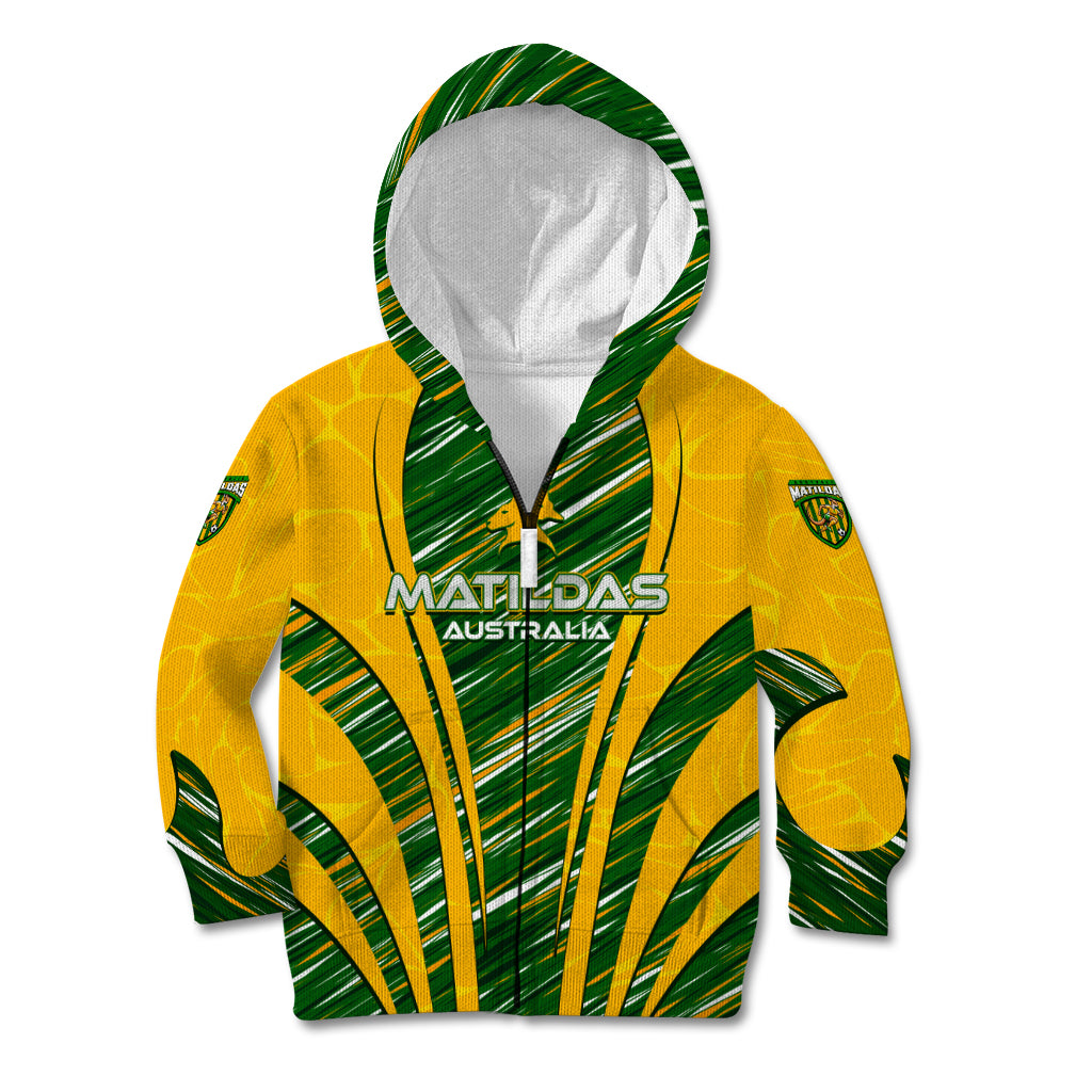 Personalised Australia Matildas Kid Hoodie Abstract Line