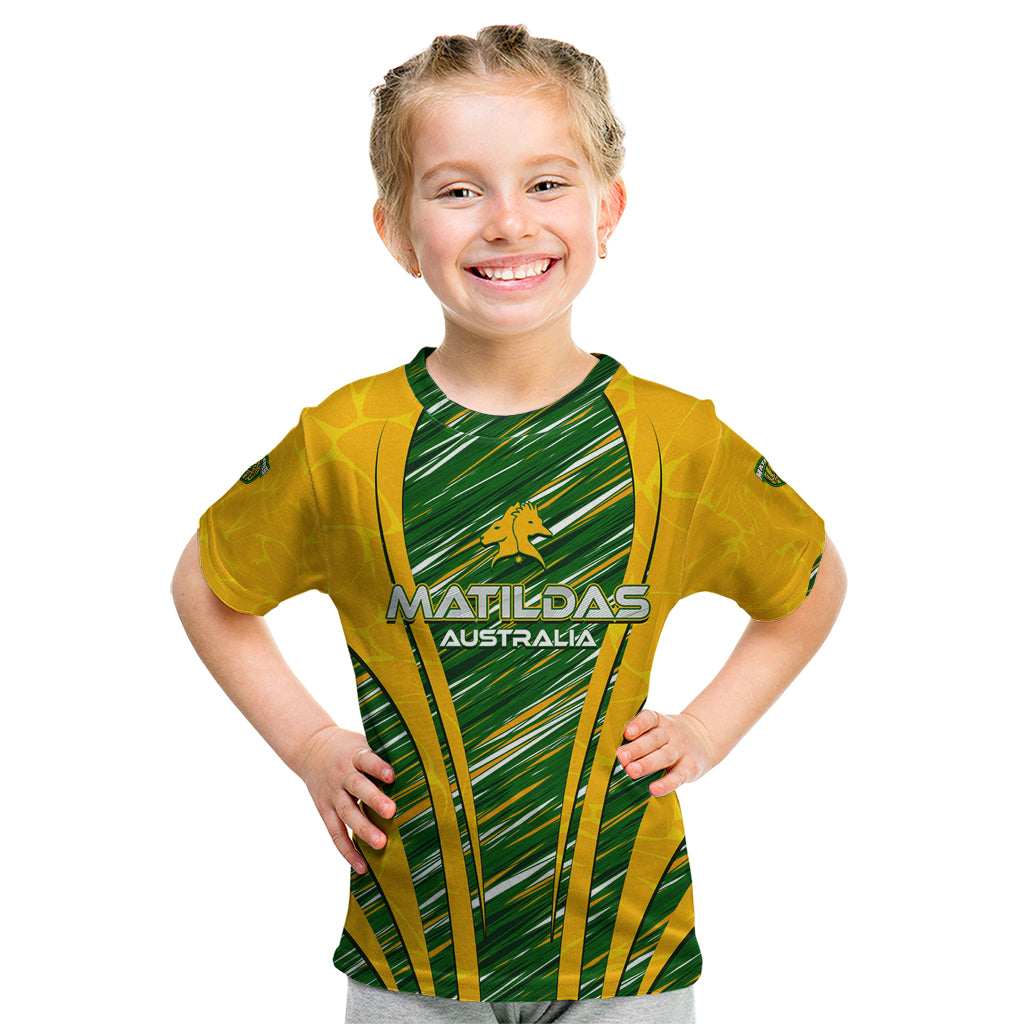 Personalised Australia Matildas Kid T Shirt Abstract Line