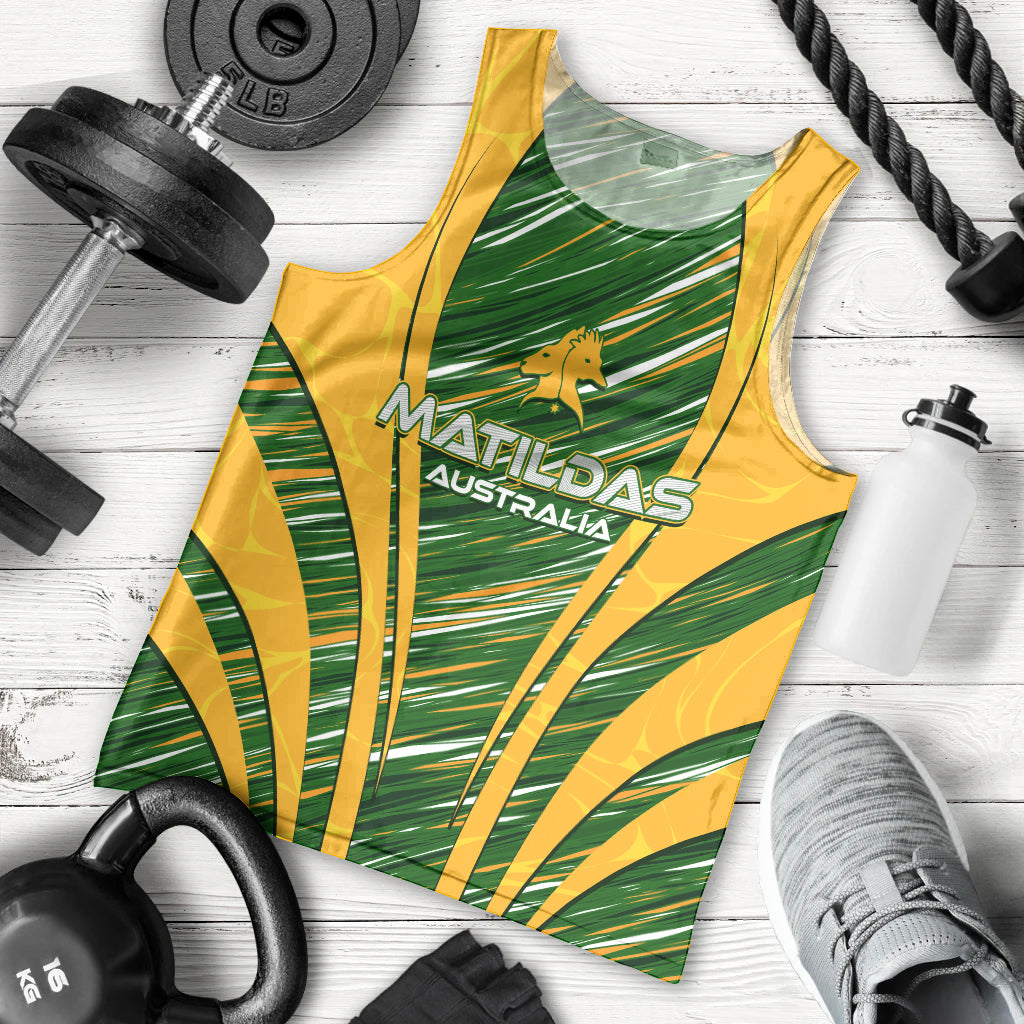 Personalised Australia Matildas Men Tank Top Abstract Line