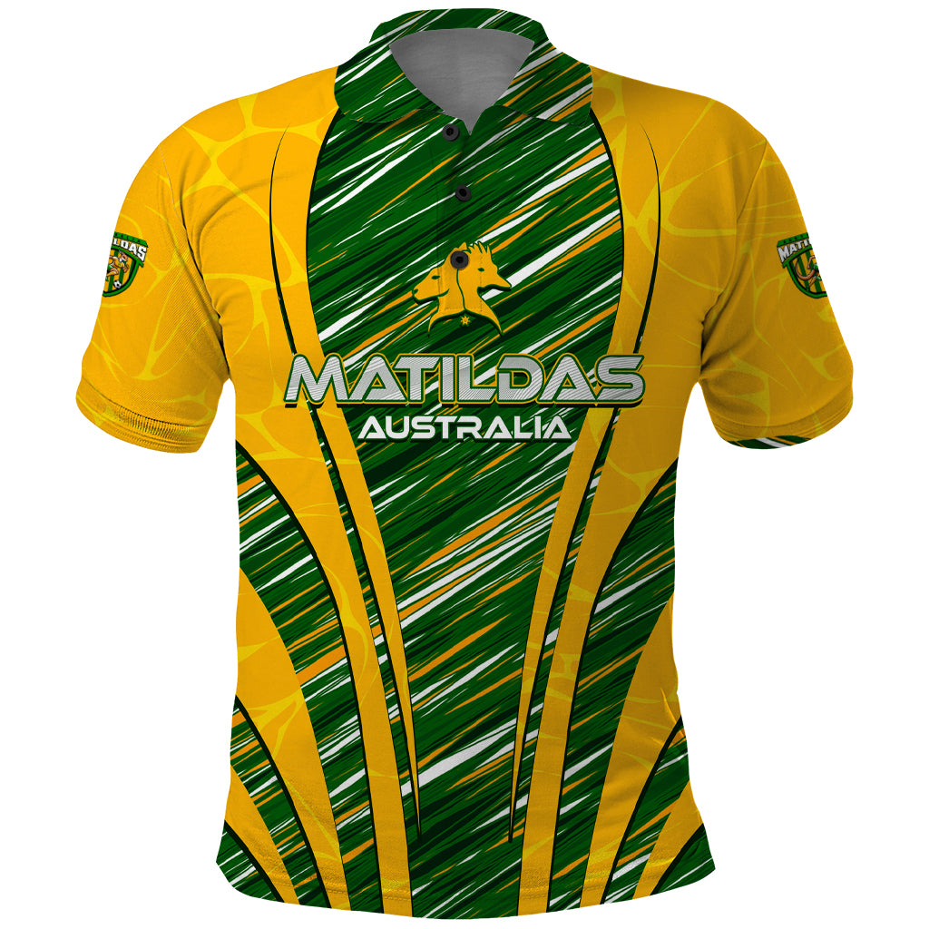 Personalised Australia Matildas Polo Shirt Abstract Line