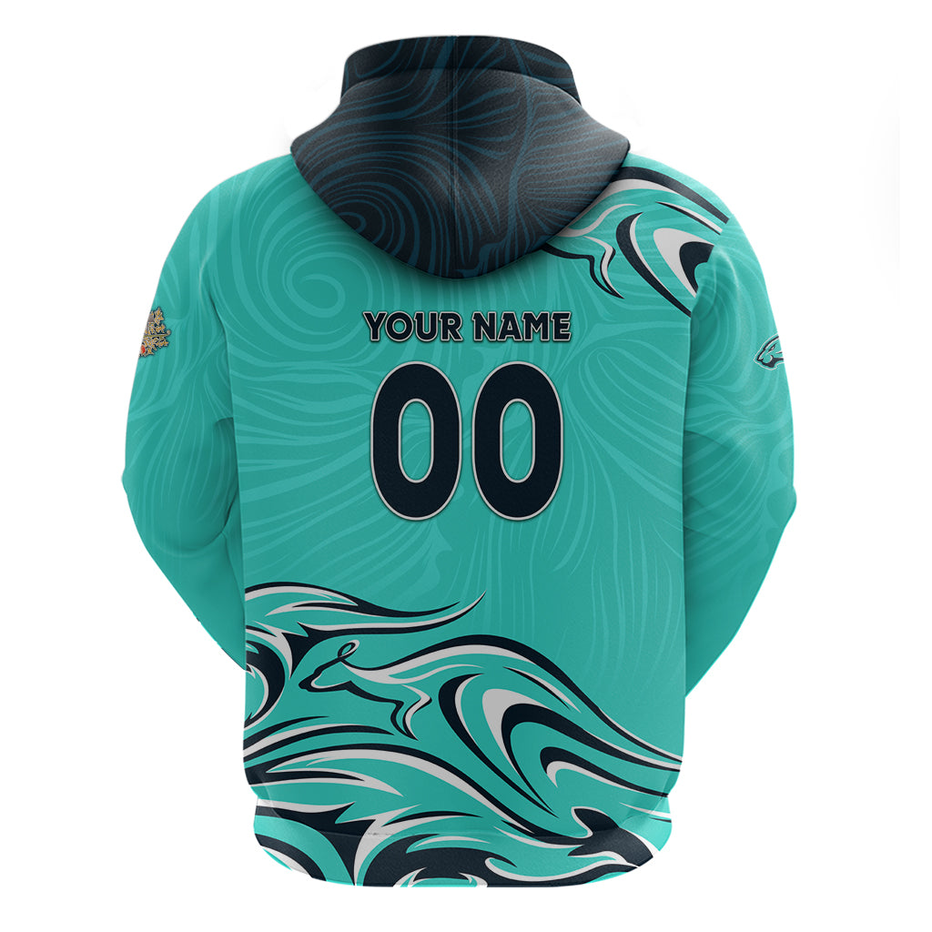 Personalised Australia Soccer Matildas Hoodie Kangaroo Tornado Turquoise