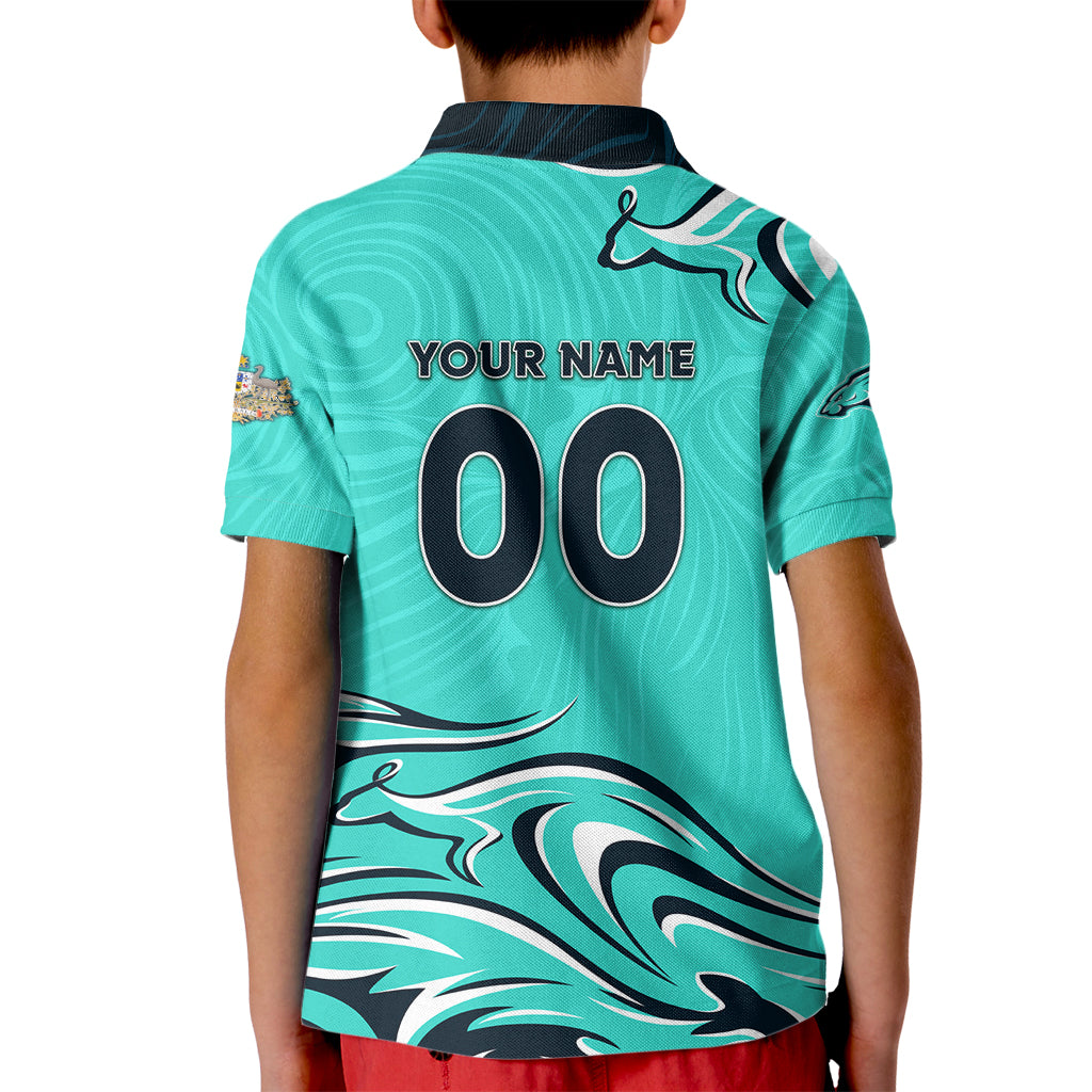 Personalised Australia Soccer Matildas Kid Polo Shirt Kangaroo Tornado Turquoise