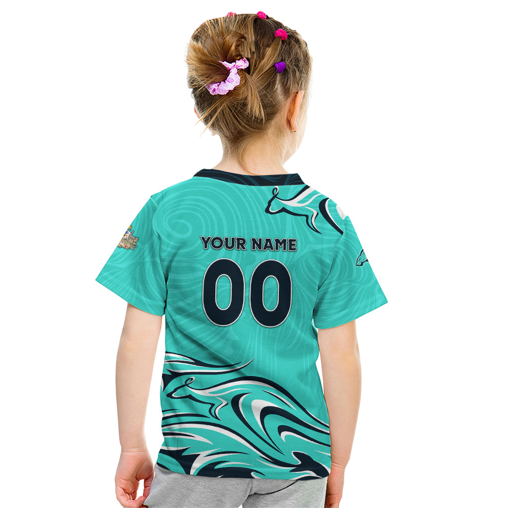 Personalised Australia Soccer Matildas Kid T Shirt Kangaroo Tornado Turquoise