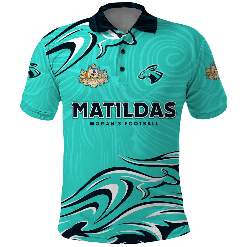 Personalised Australia Soccer Matildas Polo Shirt Kangaroo Tornado Turquoise