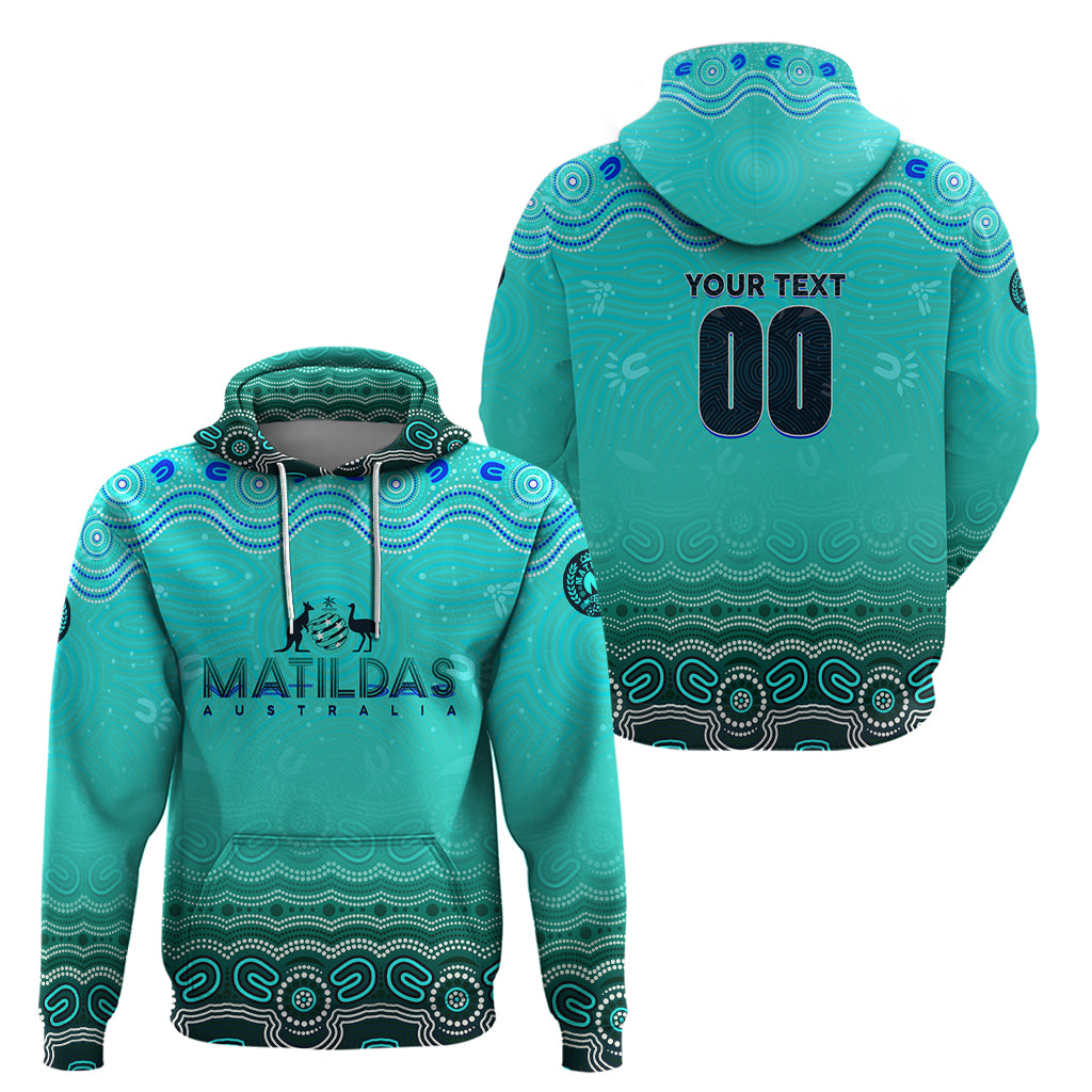 Personalised Australia Matildas Hoodie Tillies Aboriginal Simple Turquoise