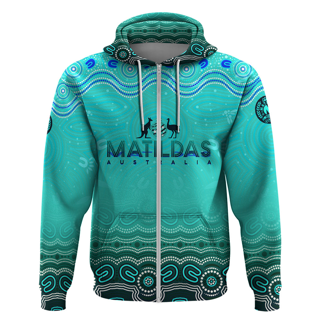 Personalised Australia Matildas Hoodie Tillies Aboriginal Simple Turquoise