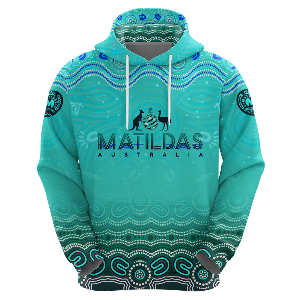 Personalised Australia Matildas Hoodie Tillies Aboriginal Simple Turquoise