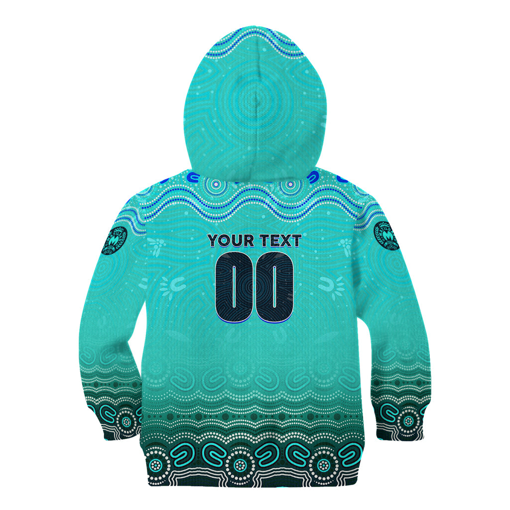 Personalised Australia Matildas Kid Hoodie Tillies Aboriginal Simple Turquoise