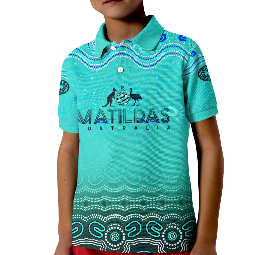 Personalised Australia Matildas Kid Polo Shirt Tillies Aboriginal Simple Turquoise