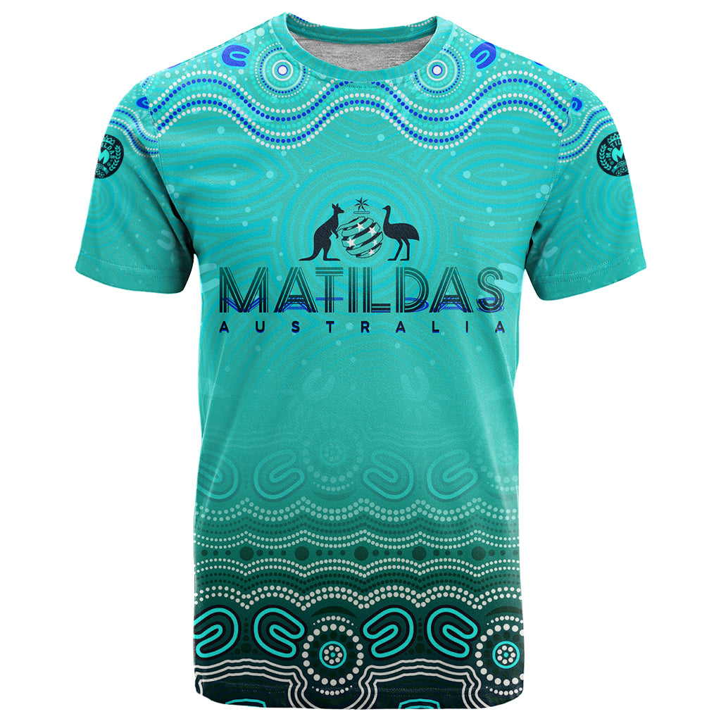 Personalised Australia Matildas T Shirt Tillies Aboriginal Simple Turquoise