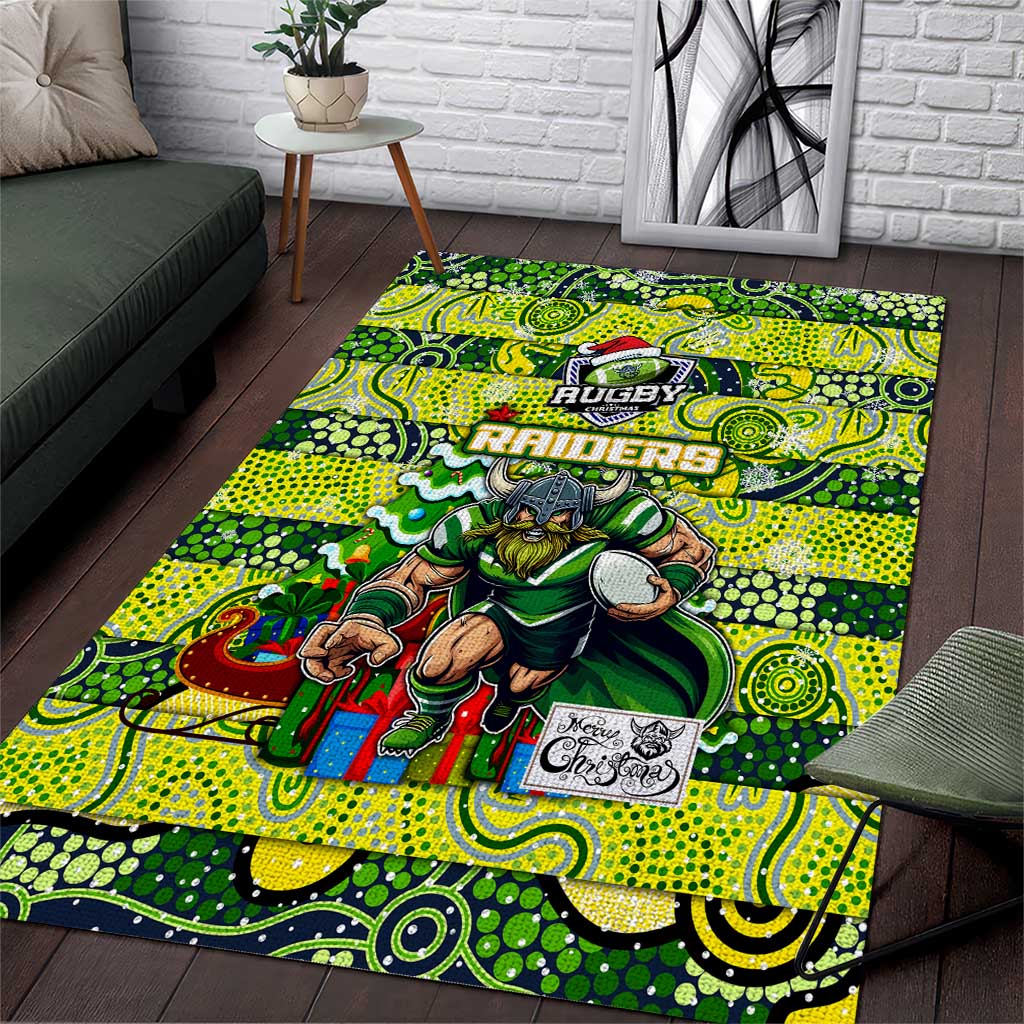 Raiders Rugby Merry Christmas Area Rug Indigenous Australian Art