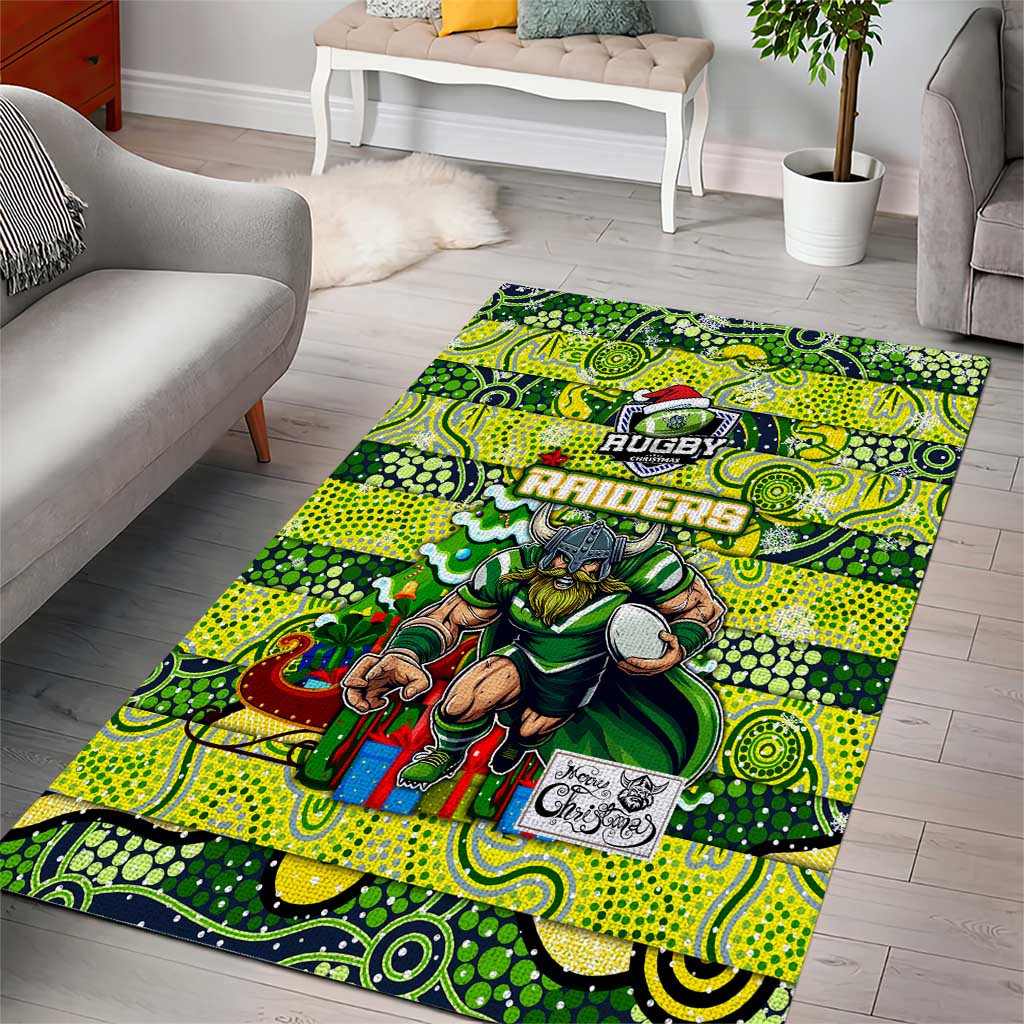 Raiders Rugby Merry Christmas Area Rug Indigenous Australian Art