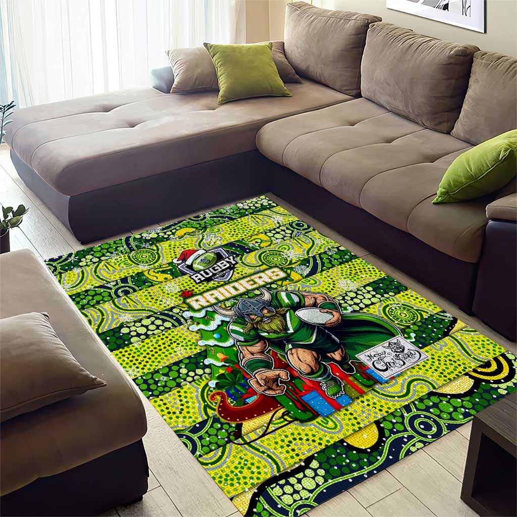 Raiders Rugby Merry Christmas Area Rug Indigenous Australian Art