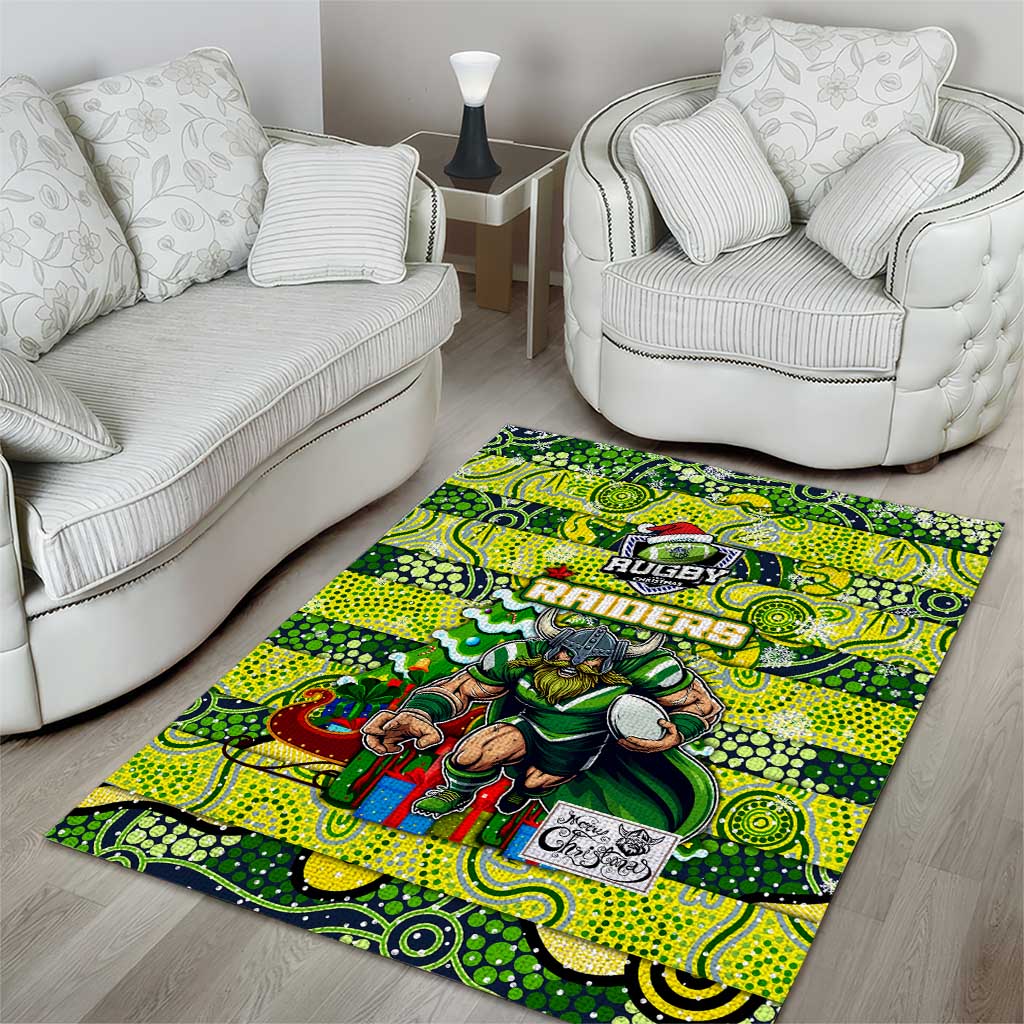 Raiders Rugby Merry Christmas Area Rug Indigenous Australian Art