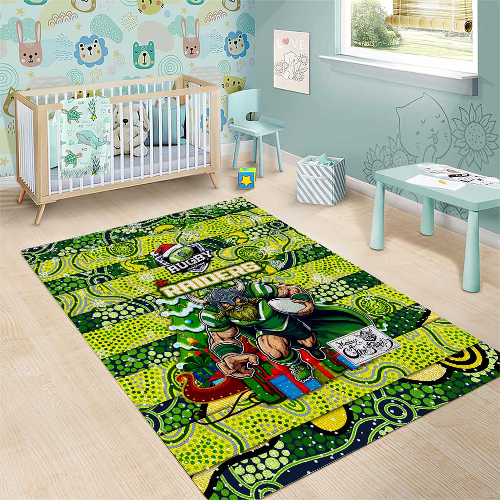 Raiders Rugby Merry Christmas Area Rug Indigenous Australian Art