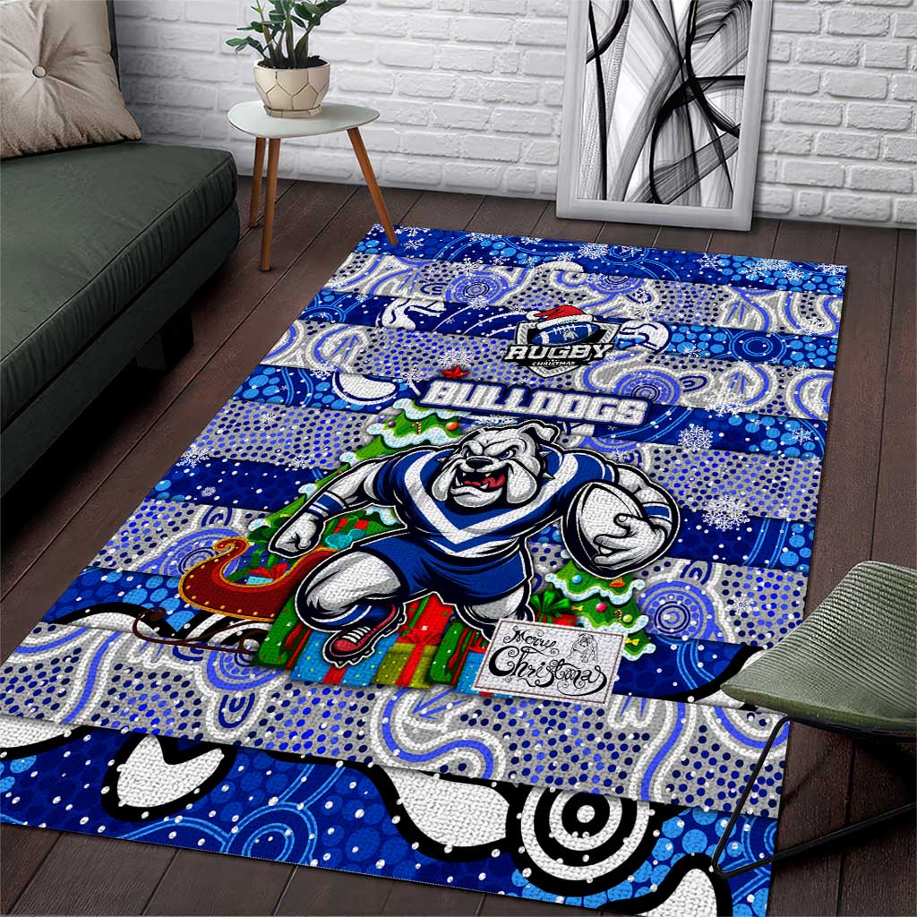 Bulldogs Rugby Merry Christmas Area Rug Indigenous Australian Art