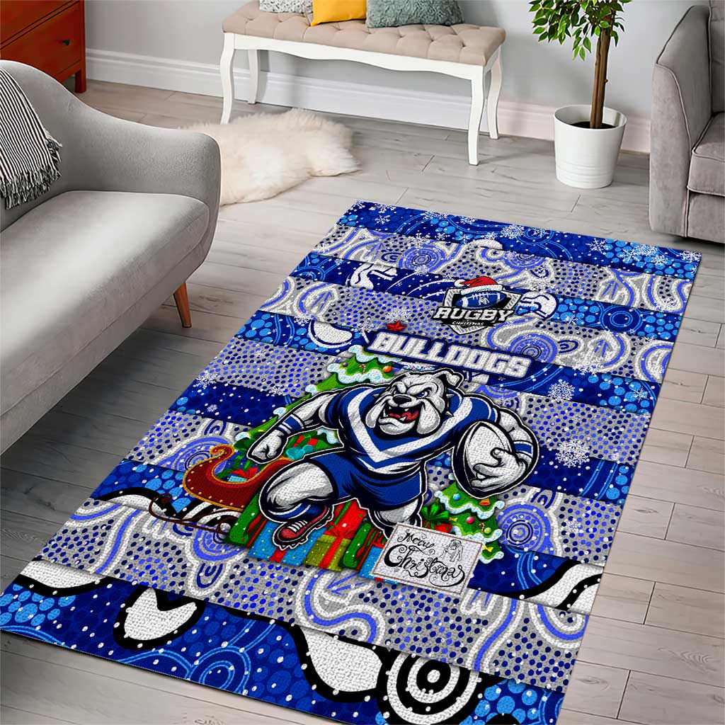 Bulldogs Rugby Merry Christmas Area Rug Indigenous Australian Art