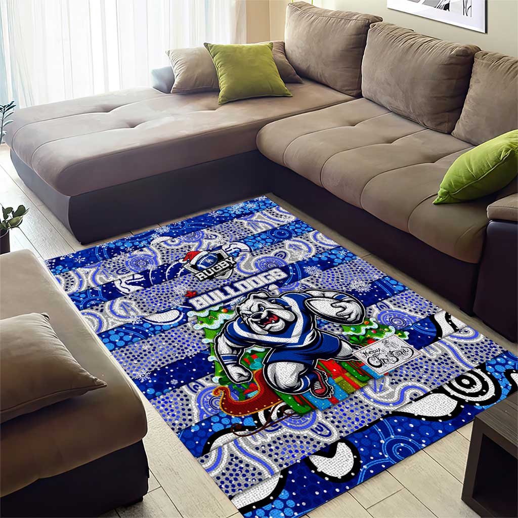 Bulldogs Rugby Merry Christmas Area Rug Indigenous Australian Art