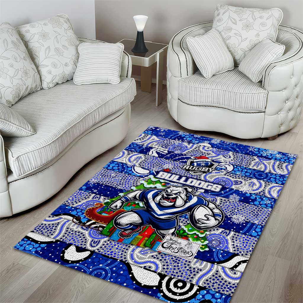 Bulldogs Rugby Merry Christmas Area Rug Indigenous Australian Art