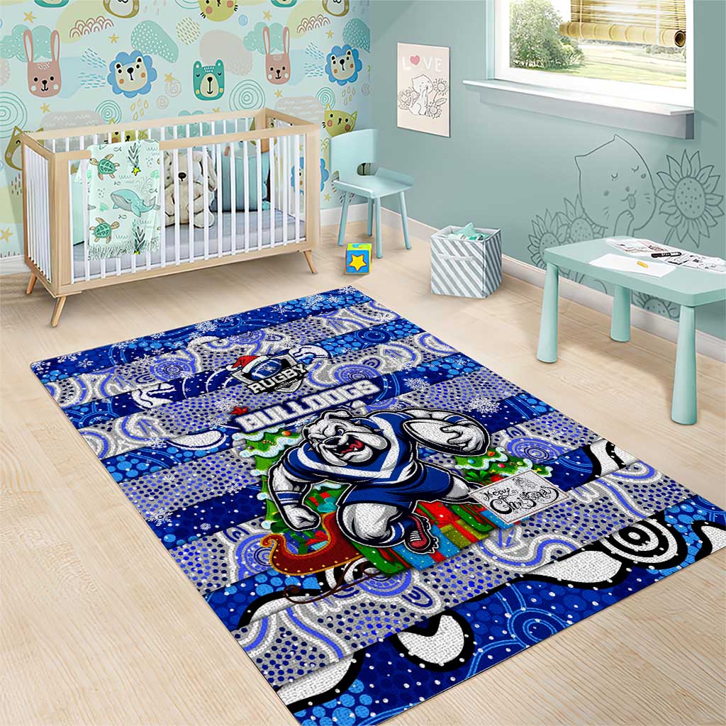 Bulldogs Rugby Merry Christmas Area Rug Indigenous Australian Art