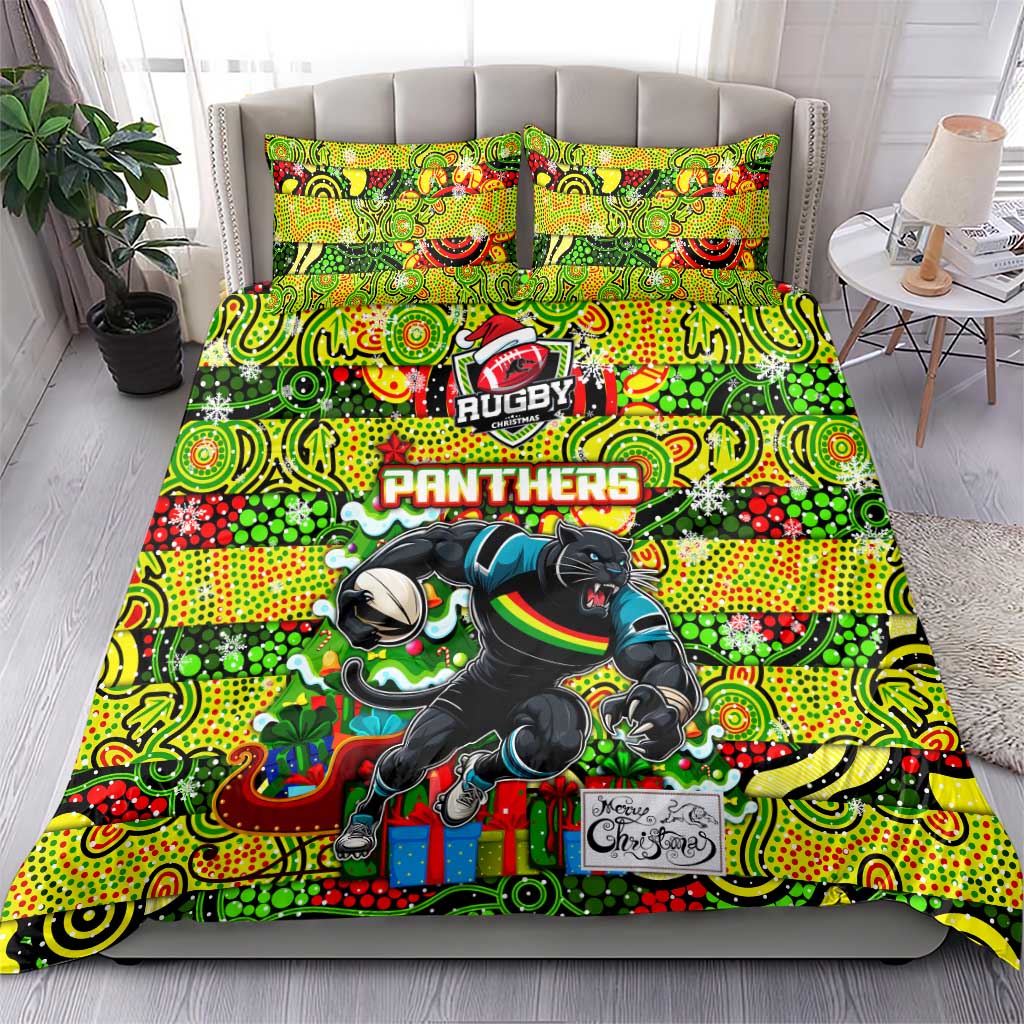 Panthers Rugby Merry Christmas Bedding Set Indigenous Australian Art