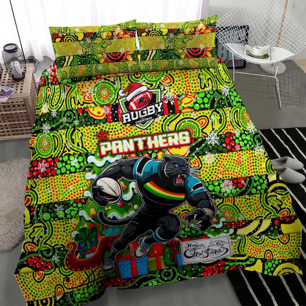 Panthers Rugby Merry Christmas Bedding Set Indigenous Australian Art