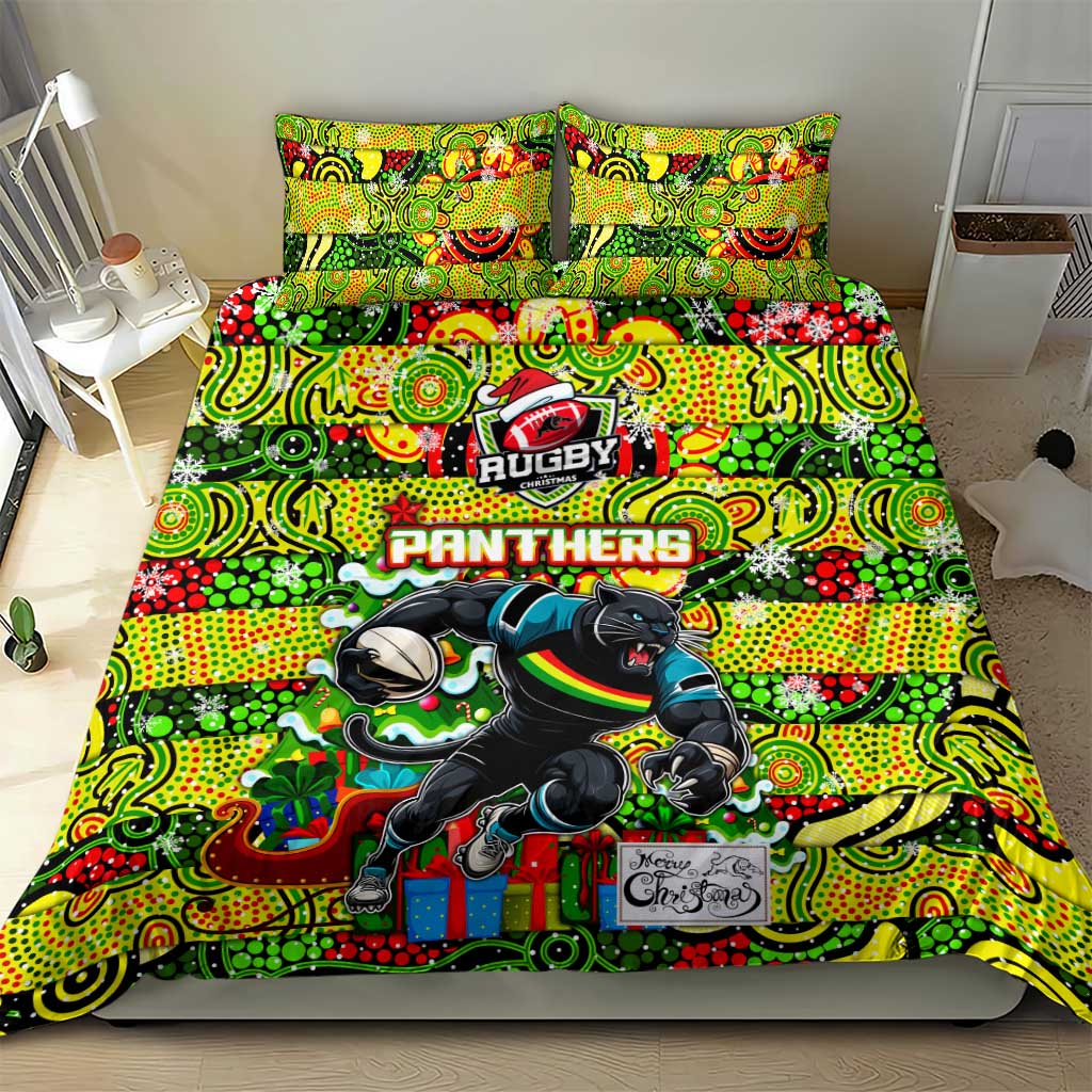 Panthers Rugby Merry Christmas Bedding Set Indigenous Australian Art