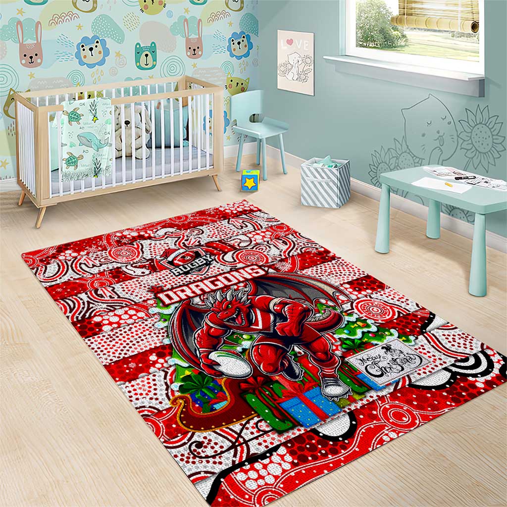 Dragons Rugby Merry Christmas Area Rug Indigenous Australian Art