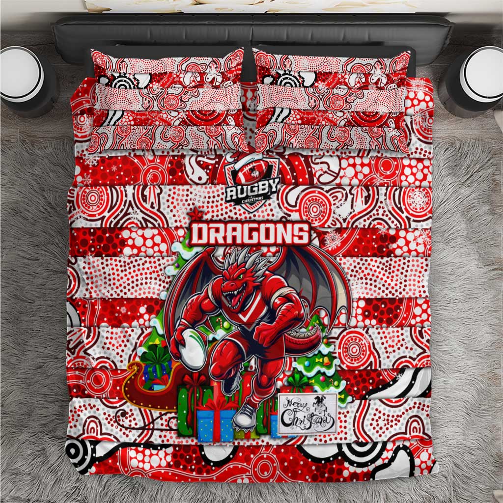 Dragons Rugby Merry Christmas Bedding Set Indigenous Australian Art