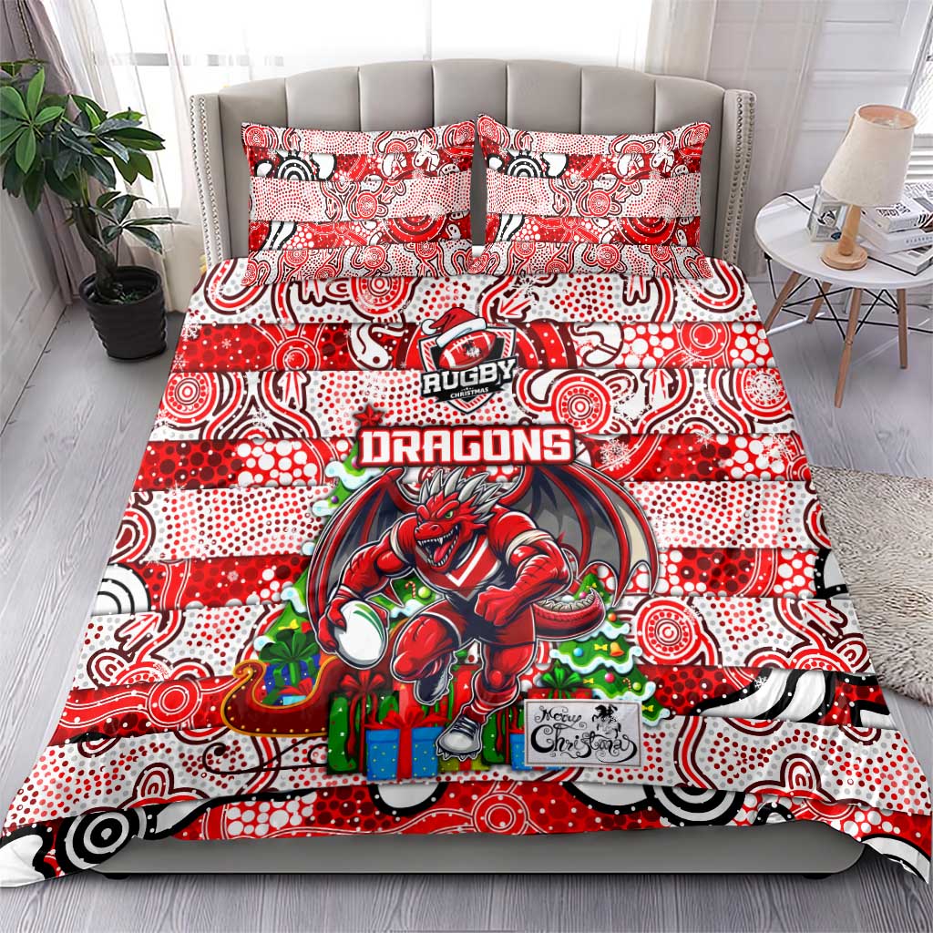 Dragons Rugby Merry Christmas Bedding Set Indigenous Australian Art