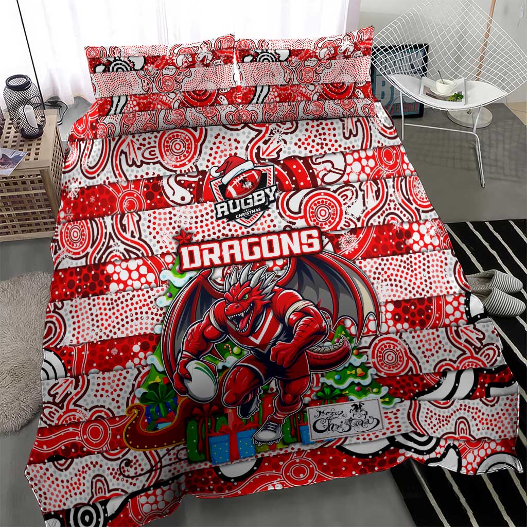 Dragons Rugby Merry Christmas Bedding Set Indigenous Australian Art