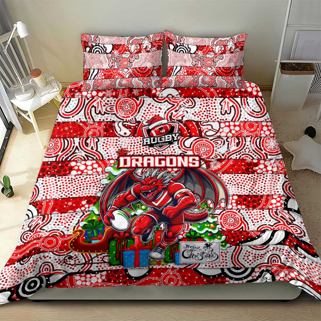 Dragons Rugby Merry Christmas Bedding Set Indigenous Australian Art