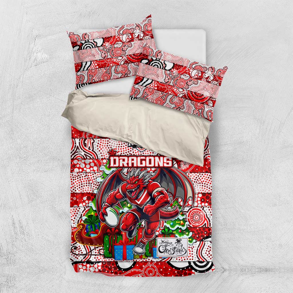 Dragons Rugby Merry Christmas Bedding Set Indigenous Australian Art