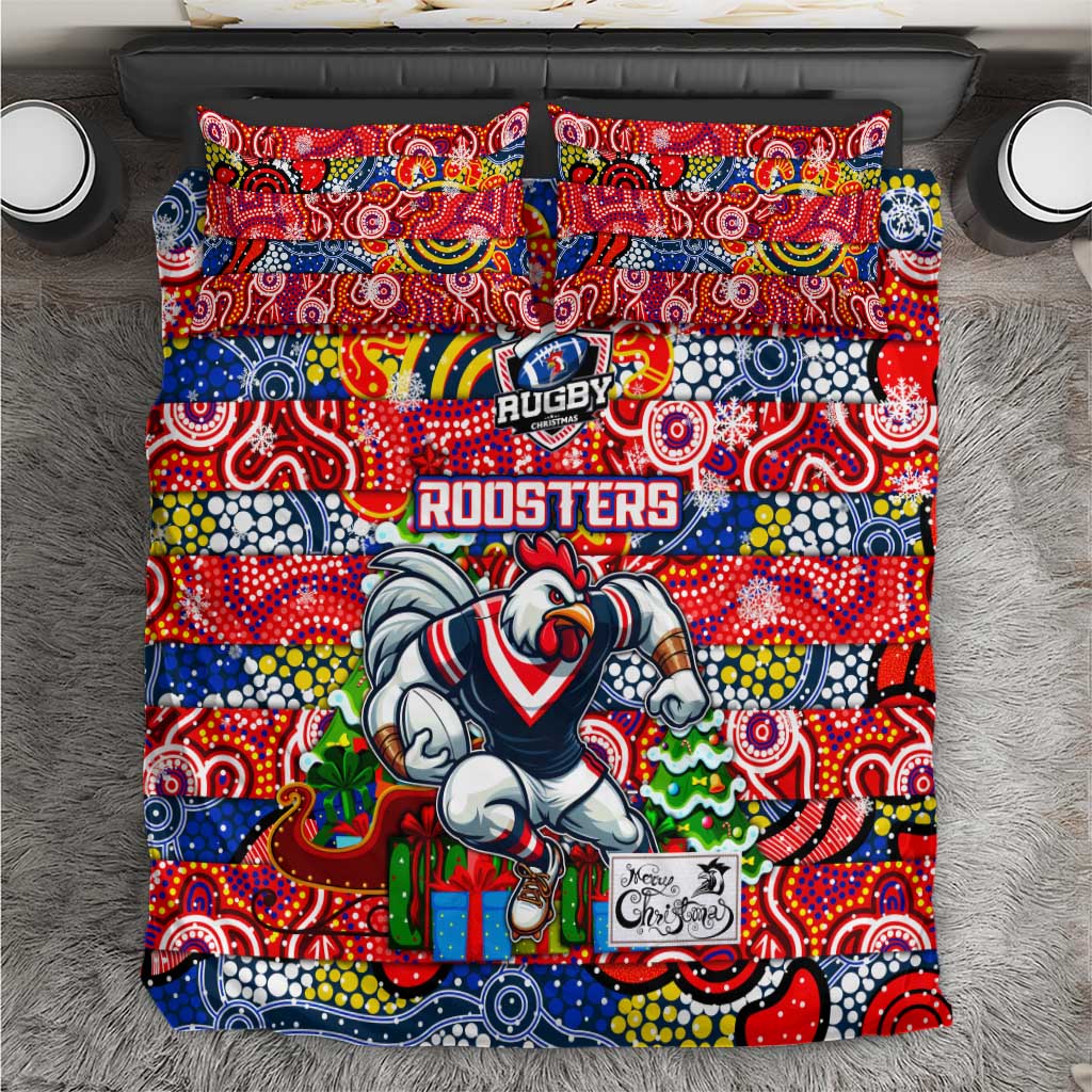 Roosters Rugby Merry Christmas Bedding Set Indigenous Australian Art