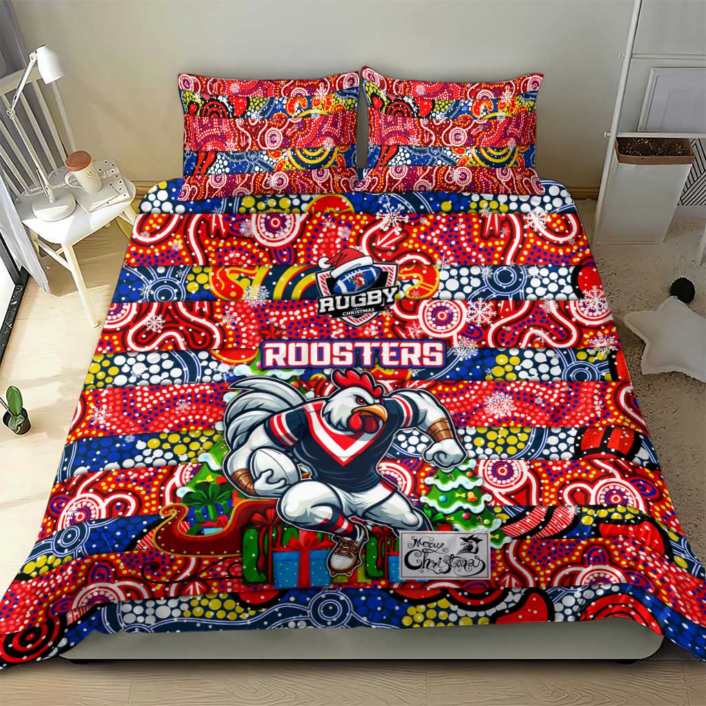 Roosters Rugby Merry Christmas Bedding Set Indigenous Australian Art