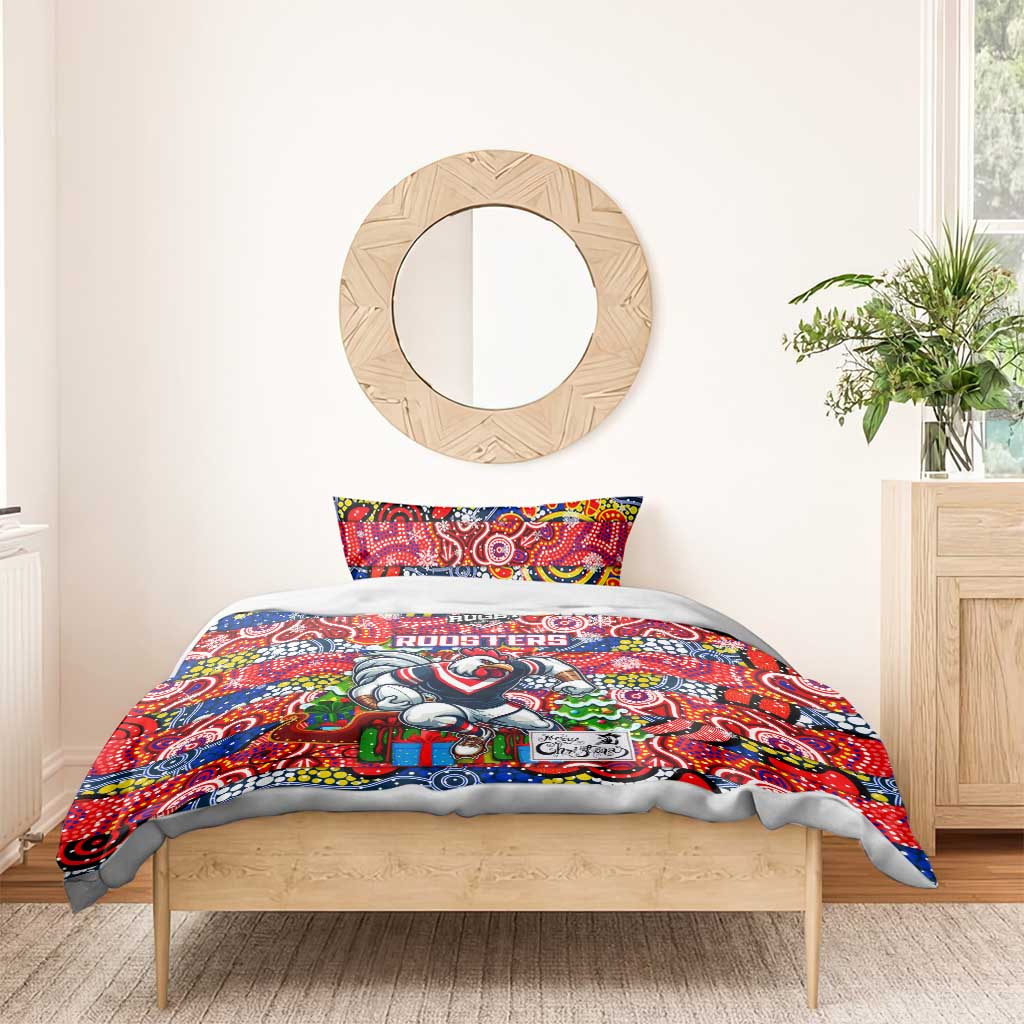 Roosters Rugby Merry Christmas Bedding Set Indigenous Australian Art