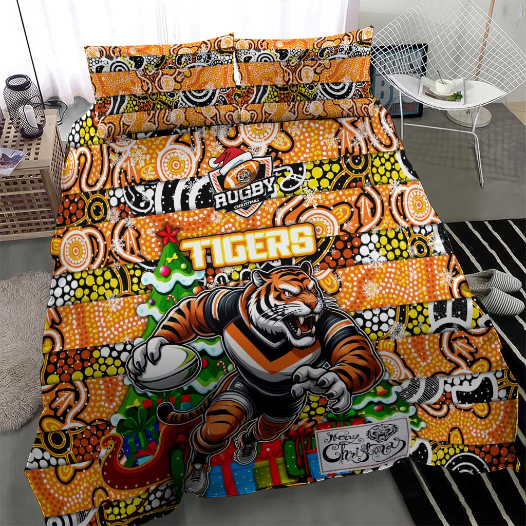 Tigers Rugby Merry Christmas Bedding Set Indigenous Australian Art