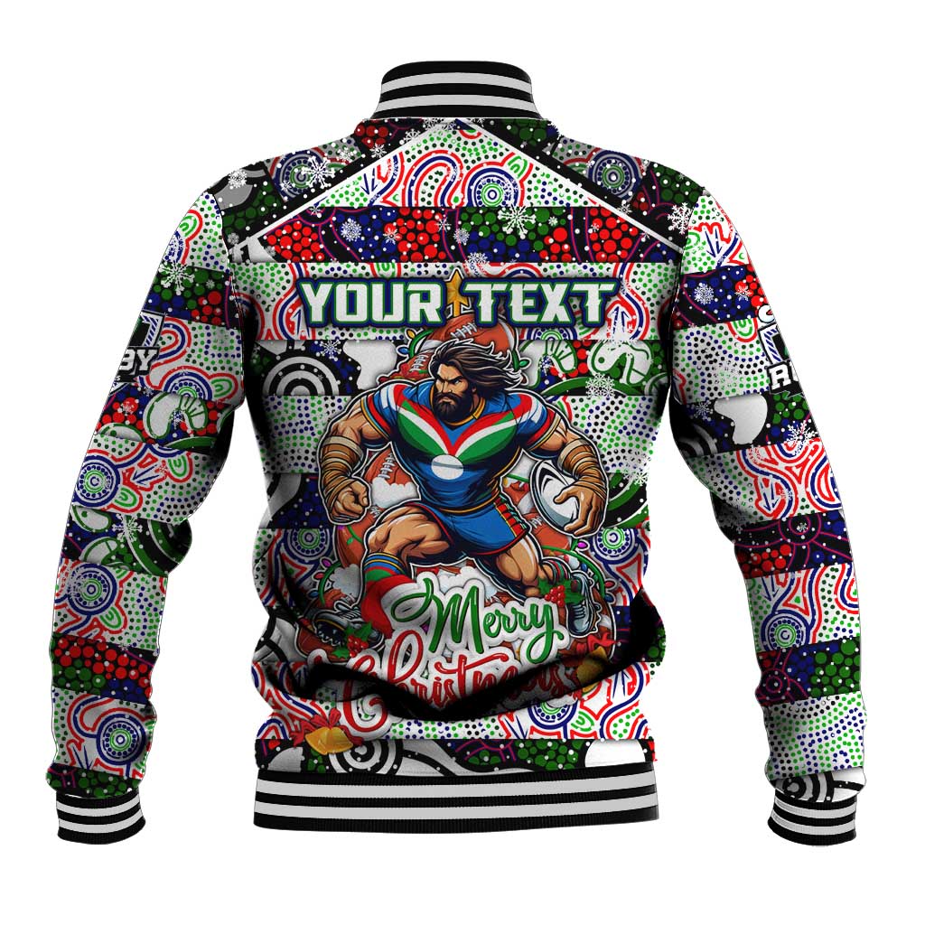 Custom New Zealand Warriors Rugby Merry Christmas Baseball Jacket Indigenous Australian Art