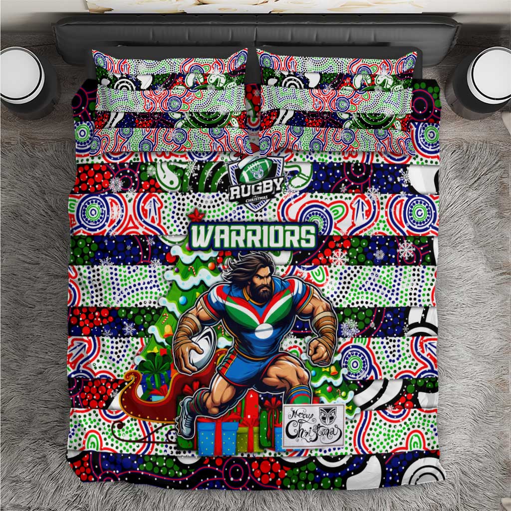 New Zealand Warriors Rugby Merry Christmas Bedding Set Indigenous Australian Art