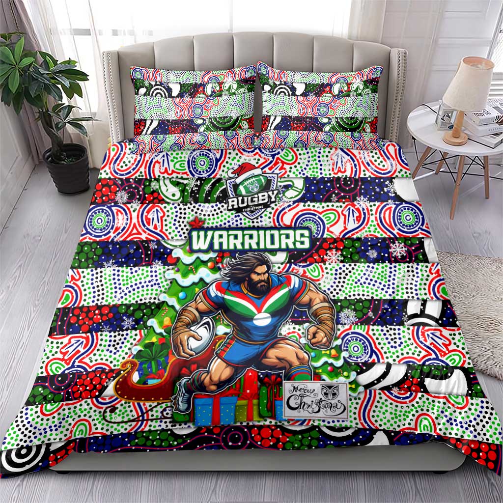 New Zealand Warriors Rugby Merry Christmas Bedding Set Indigenous Australian Art